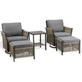 thumbnail image 2 of PARKWELL 5PCS Outdoor Swivel Glider Chairs Set, All-Weather Wicker Conversation Furniture with Swivel Rocking Chair, Ottomans,Oversized Deep Seat Rocker Lounge Chairs for Porch Balcony, Gray, 2 of 10