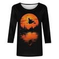 thumbnail image 4 of Uootdi Womens Halloween Black Cats Full Moon Funny Animal Printed Long Sleeve Sweater Crew Neck Sweatshirt Fall Pullover Black Womens Tops, 4 of 4