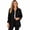 Black, variant on Polyester Waffle-Knit Shacket, Loose Long-Sleeve Button-Down Top with Classic Collar and Single Chest Pocket