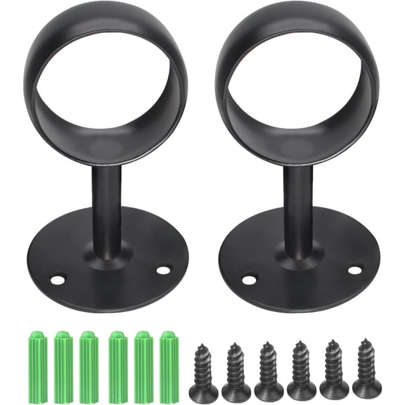 Norlix Matte Black Ceiling Curtain Rod Bracket 2in 304 Steel 2 Pack