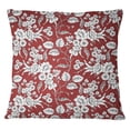 thumbnail image 1 of S4Sassy Square Maroon Floral Print Cushion Cover Decorative Cotton Poplin Pillow Case 1 Pair-26 x 26 Inches, 1 of 4