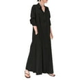thumbnail image 3 of IDALL Maxi Dresses,Casual Dresses Women's Casual Button Down Cotton Linen Long Shirt Dress With Pockets Long Sleeve Dress,Long Dresses,Womens Dresses Black Dress XL, 3 of 5
