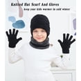 thumbnail image 3 of Sinhoon by Sinhoon Kids Winter Touchscreen Beanie Hat Scarf Gloves Set, Black, 3 of 6