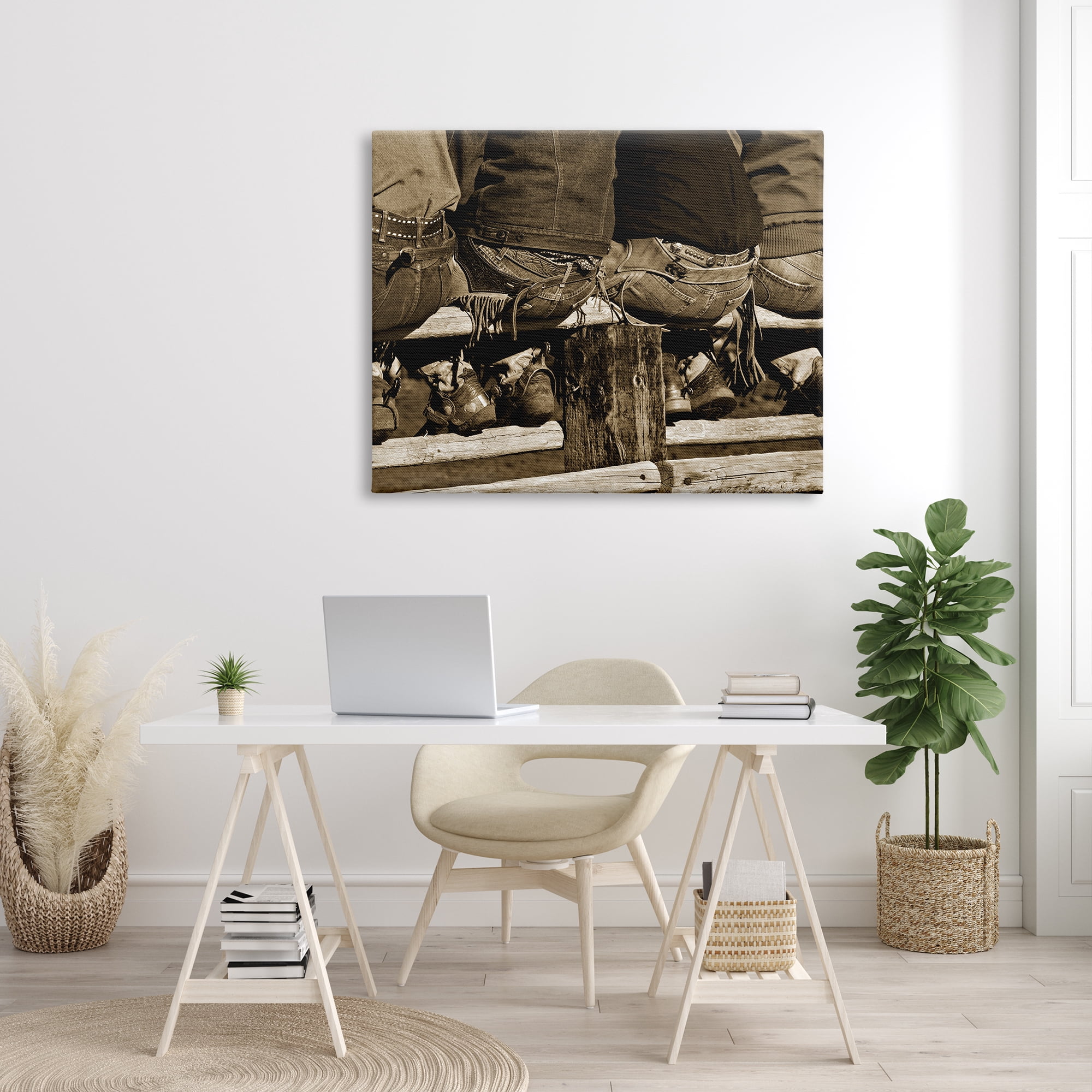 Stupell Industries Vintage Western Cowboys Sitting Sepia Photography Photograph Gallery Wrapped Canvas Print Wall Art, Design by Lisa Dearing