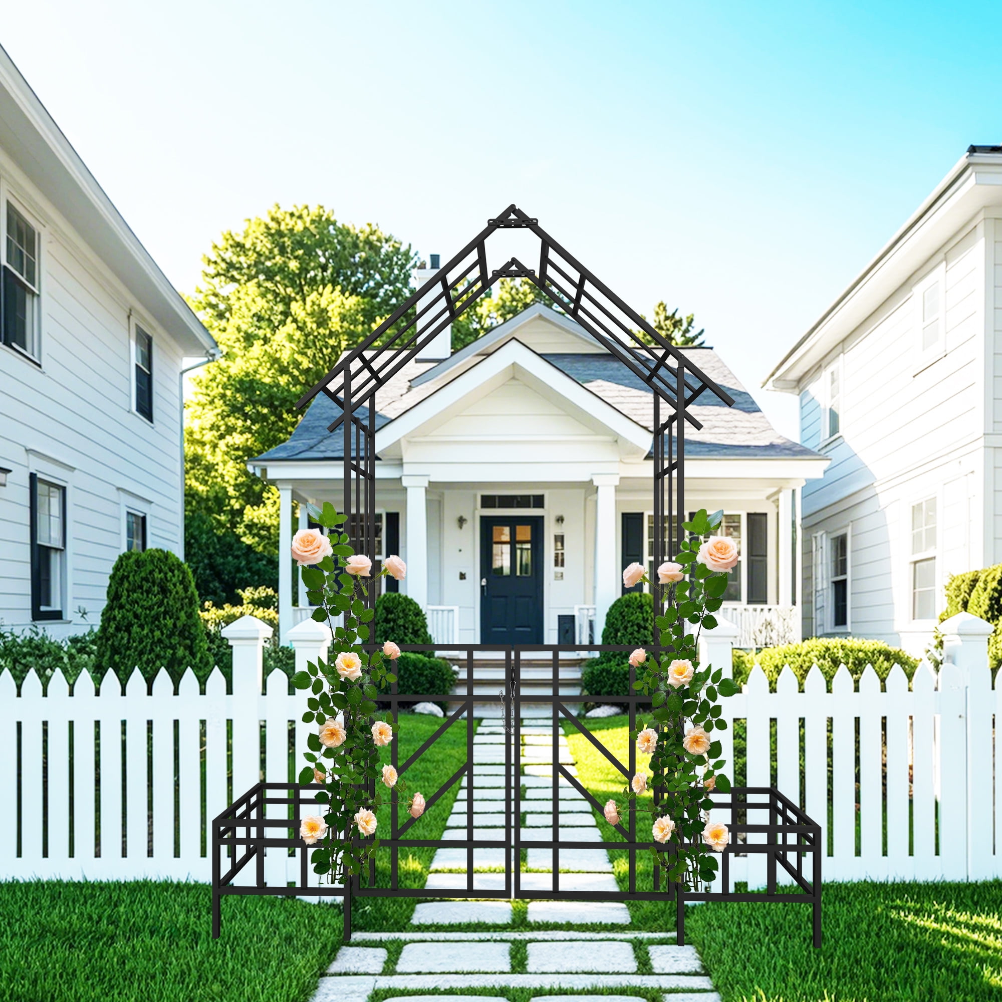 Miniyam Metal Garden Arch Arbor for Climbing Plants, Rust-Resistant Powder-Coated