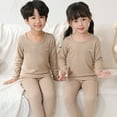 thumbnail image 4 of zbxnLI Teens Boys Girls Thermal Underwear Sets Kids Long Sleeve Tops Bottoms Pants Soft Clothes Sets, 4 of 5