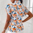 thumbnail image 4 of Women's Casual Short Sleeve Ruffle Trim Bow Tie Blouse Top Shirts, 4 of 7