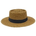 thumbnail image 4 of Womens Hat Women Elegant Hollow Out Structured Boater Sun Hat Outdoor Casual Brown One Size, 4 of 5