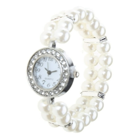 Women Watch Simulated Pearl for Rhinestone Luxury Fashion Elegant Wrist Band Bra