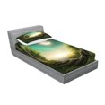 thumbnail image 2 of Ambesonne Forest Fitted Sheet & Pillow Sham Set, Tree, Twinxl, Cream Green Teal, 2 of 2