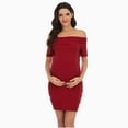 thumbnail image 3 of gakvbuo Maternity Dress for Photoshoot Women'S Maternity Sleeveless Solid Color Off Shoulder Backless Dress, 3 of 6
