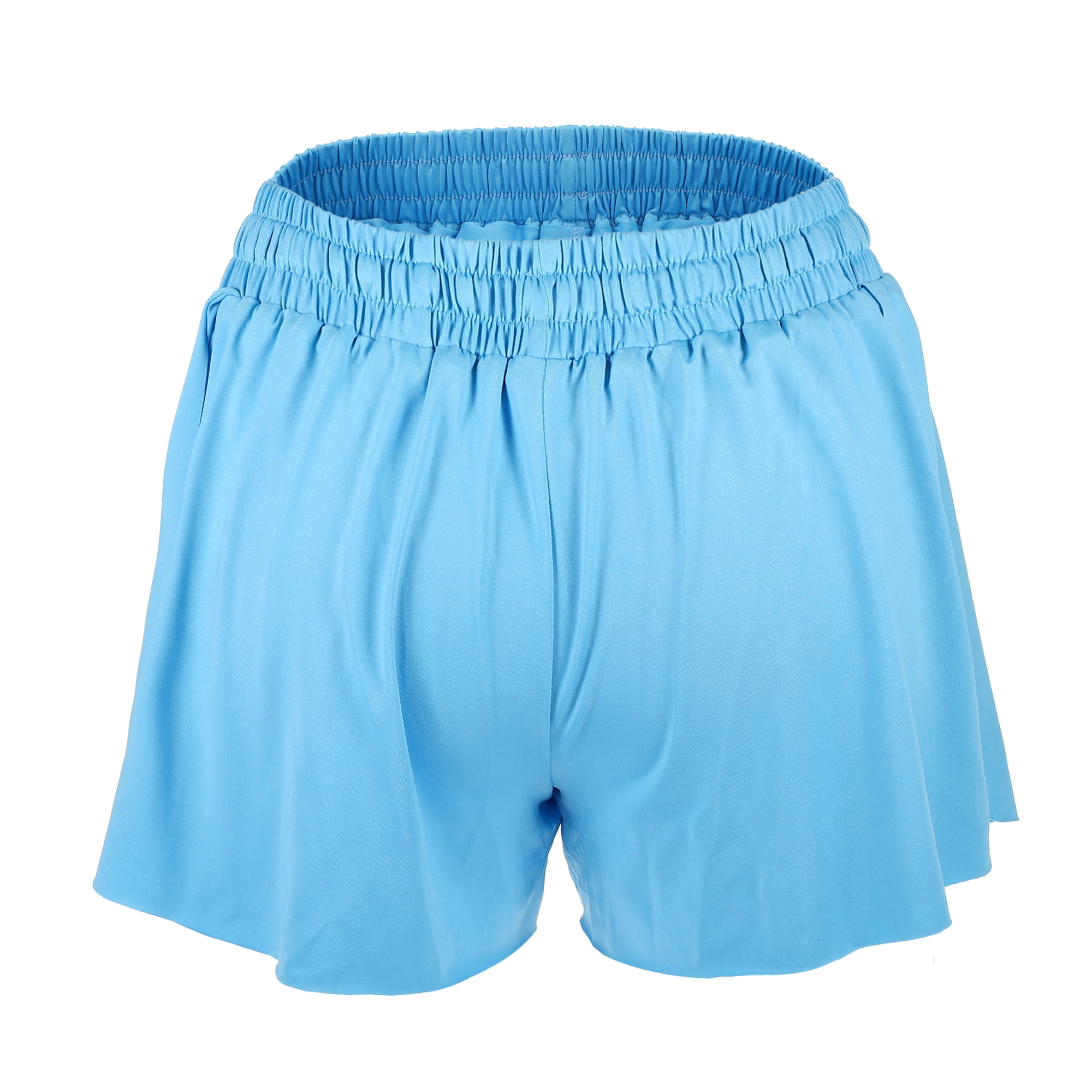 Unique Bargains Women Flowy Running Shorts Casual High Waisted Workout Shorts Blue Size M