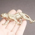 Brass Leopard Decor Sculpture Tabletop AnimalStatue Office Good Luck