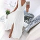 thumbnail image 2 of Vestido midi sexy sin mangas con cuello en V y corte en A para mujer: vestido informal y formal para fiestas de verano en la playa, tejido de poliéster suave, 2 of 7
