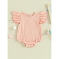 thumbnail image 2 of Suealasg Baby Girls Romper 3M 6M 12M 18M Fly Sleeve Round Neck Solid Color Bodysuit Infant Girls Summer One Piece Clothes, 2 of 9