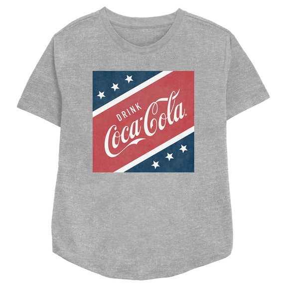 Women's Coca Cola USA Square Logo Graphic Tee Athletic Heather X Small