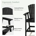 thumbnail image 3 of Set of 2  Tall Adirondack Chairs with Removable Double Connecting Trays -  HDPE Material with Wood Grain Texture, Weather Resistant for Outdoor Use - Black, 3 of 7