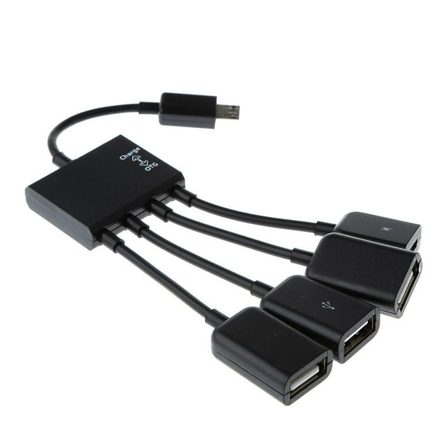 TISHITA Câble Adaptateur OTG 4en1 USB pour Déplacement, Hub Micro USB Mâle à Femelle, Trois USB2.0