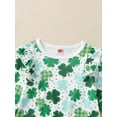 thumbnail image 5 of Musuos Baby Girls Irish Day Jumpsuit 6 12 18 24M Long Sleeve Crew Neck Clover Print Ruffle Decor Romper, 5 of 10