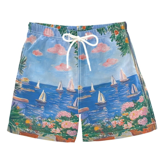 FORMRS Boys Swim Trunks Quick Dry Mesh Liner Boardshorts Sizes XS-XL, Sea Window