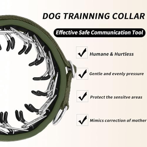 No Pull Martingale Dog Collar for Large Medium Small Dogs, Heavy Duty Nylon Reflective Adjustable Anti Pull Slip Collar with Buckle for Training Walking S Army Green