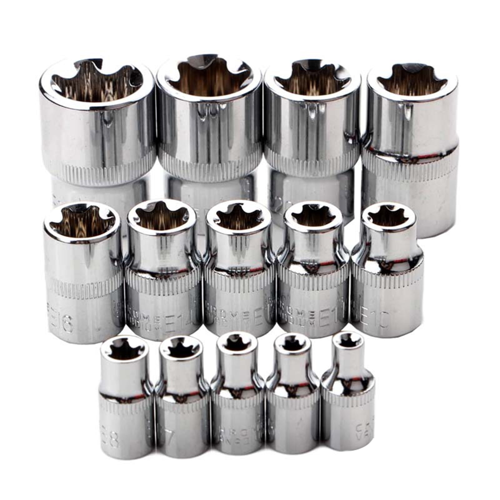 SPRING PARK 14Pcs External Torque Star Socket Set Drive Inverted Hexagonal Torx Impact Repair Tool Hand Tool Suit