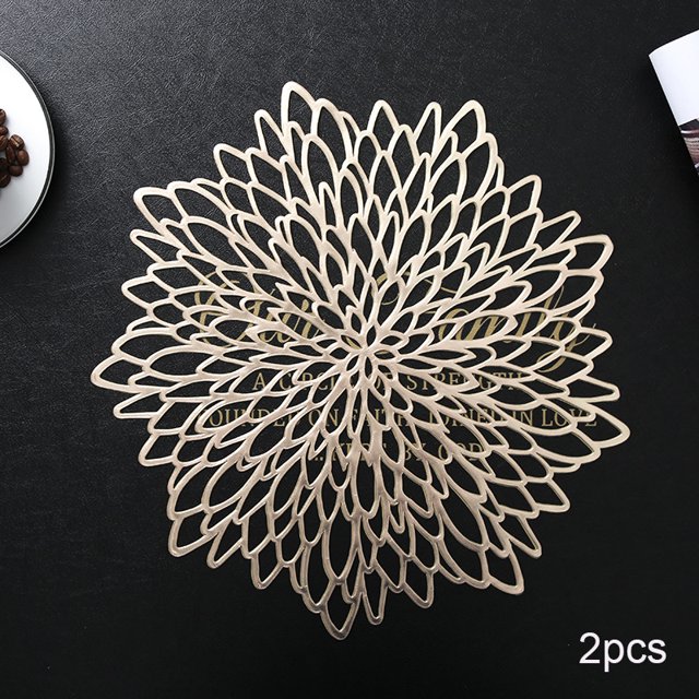 CAROOTU Decorative Floral Table Mat 2 PCS Thick PVC Pot Coaster Fast Heat Dissipation Non Slip Flexible Placemats for Kitchen
