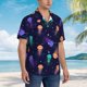 thumbnail image 3 of Balery Sea Jellyfish Camisas hawaianas de manga corta para hombre, camisas playeras de corte holgado, camisas de vacaciones con botones,Small, 3 of 7