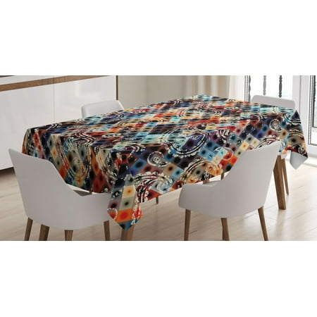 

Modern Decor Tablecloth Geometric Retro Design Background with Paisley Figures Spots like Art Print Rectangular Table Cover for Dining Room Kitchen 60 X 84 Inches Multicolor by Ambesonne