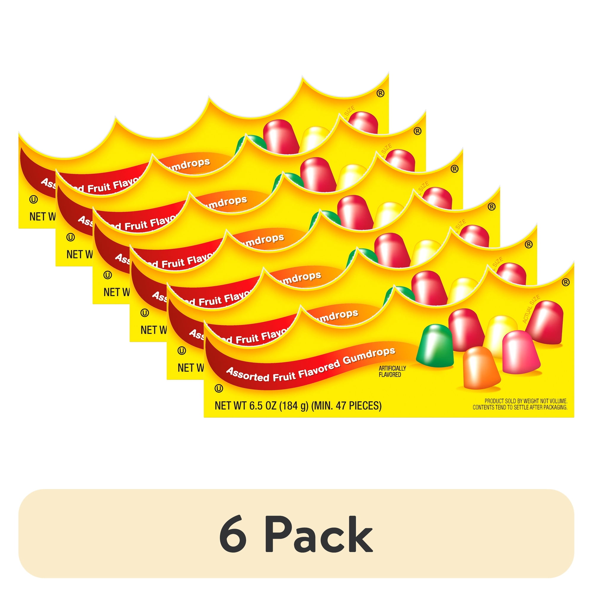 (6 pack) Tootsie Dots Assorted Fruit Flavored Gumdrops 6.5 oz. Peanut-Free Gluten-Free. Theater Box.