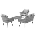 thumbnail image 3 of Modway Endeavor 4-Piece Wicker Rattan Patio Loveseat Set in Gray, 3 of 10