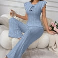 thumbnail image 4 of vdgthytj Womens Pajamas Sets Casual Bow Ruffle Sleeveless Top and Pants 2 Piece Outfits Sleepwear Pjs, 4 of 7