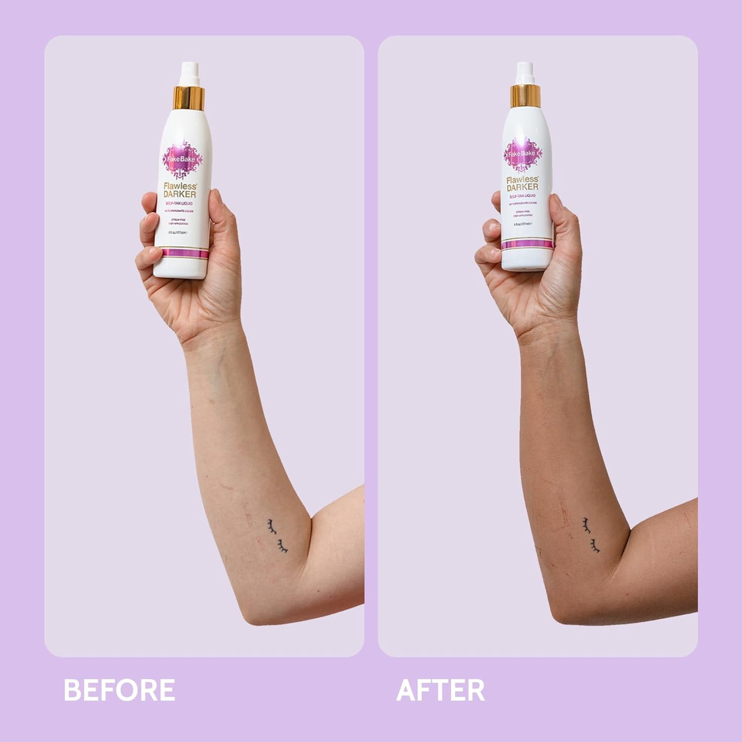 Self-Tanning Liquid Flawless Darker by Fake Bake | Luxurious and Fast-Drying Solution that Delivers the Beautiful Streak-Free Darkest Tan in the Range | Black Coconut Scent | 6 fl oz (Pack of 2)