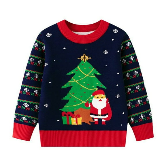 SILVERCELL 2-7T Toddler Boys Girls Christmas Sweater Kids Long Sleeve Ugly Christmas Sweaters Knitted Pullover Tops