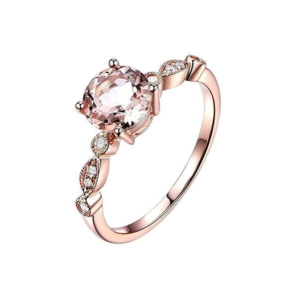 Antique Design 1.25 Carat Round Cut Morganite and Diamond Engagement Ring in 10k Rose Gold Jewelry