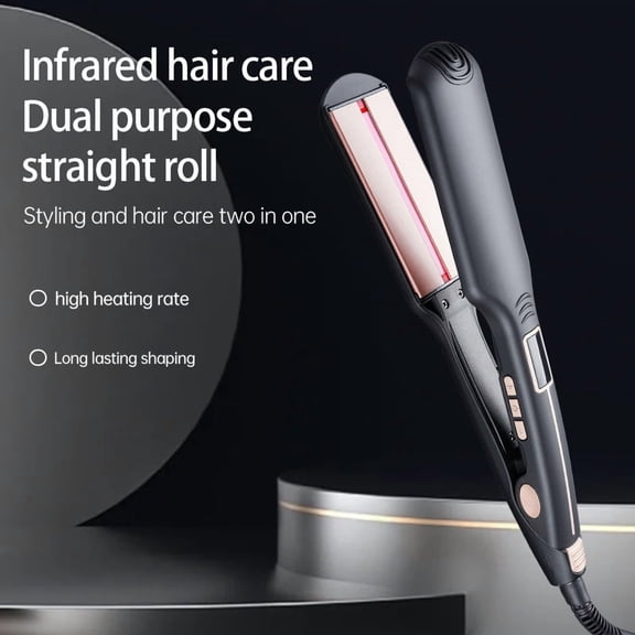 CNV Professional Infrared Hair Straightener with 1.75" Wide Ceramic Tourmaline Plates, 10 Precise Heat Settings with LCD, Ionic Flat Iron for Rapid Smoothing