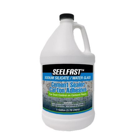 Cement Floors - Seelfast Cement and Concrete Sealer (100% Sodium Silicate / Water Glass) Versatile Floor, Basement | Water Repellent Finish | Full-Strength Adhesive | Made in the USA