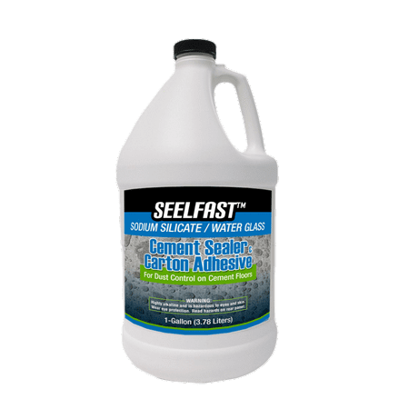 Seelfast Cement and Concrete Sealer (100% Sodium Silicate / Water Glass) Versatile Floor, Basement | Water Repellent Finish | Full-Strength Adhesive | Made in the (Best Basement Floor Sealer)