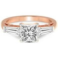 thumbnail image 3 of 2 Carat IGI Certified Princess Shape Lab Grown Diamond Engagement Ring | 14K Rose Gold | Madison Three Stone Side Baguette Diamond Lab Diamond Ring | FG-VS1-VS2 Quality Friendly Diamonds, 3 of 4