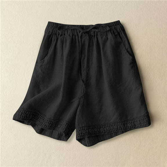 uublik Women's Golf Shorts Casual High Waisted Beach Shorts Wide Leg Drawstring Cute Summer Vacation Outfit Black