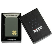 Zippo Four Leaf Clover Green Matte Pocket Lighter