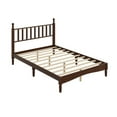 thumbnail image 6 of Harper & Bright Designs Vintage Full Size Platform Bed with Headboard, Retro Queen Wooden Bedframe Wooden Slat Support for Bedroom, Walnut, 6 of 8