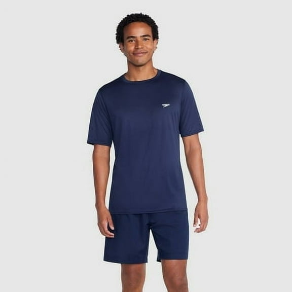 Speedo Men's Short Sleeve Rash Guard Swim Shirt - Navy Blue XL