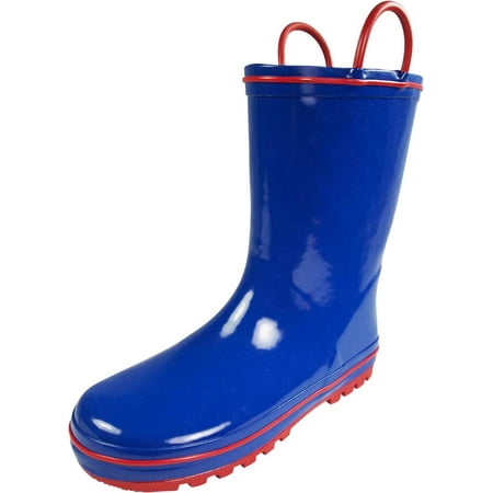 Norty Waterproof Rubber Rain Boots for Kids - Childrens Rainboots - Easy Pull-On Handles - For Boys and Girls, Toddlers and Big Kids - 100% Rubber/No PVC - Kids can now proudly put on their own boots