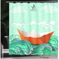 thumbnail image 4 of Ambesonne Ocean Shower Curtain, Navy Sealife with Waves, 69"Wx84"L, Sky Blue Orange, 4 of 5