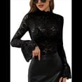 thumbnail image 1 of Blusas de Encaje para Mujer, Blusas Transparentes de Larga para Mujer, Blusas Informales Elegantes. Negro S, 1 of 8