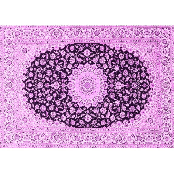 Ahgly Company Indoor Rectangle Medallion Pink Traditional Area Rugs, 7' x 10'