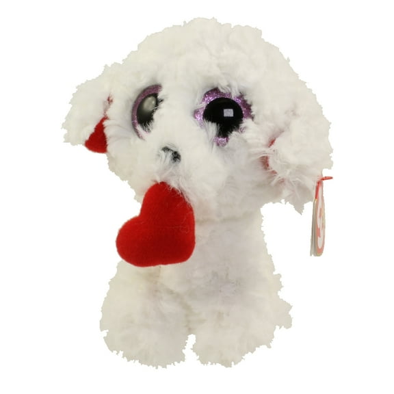 Ty Inc. - Beanie Boo Plush Stuffed Animal Honey Bun the White Dog w/ Heart 6"