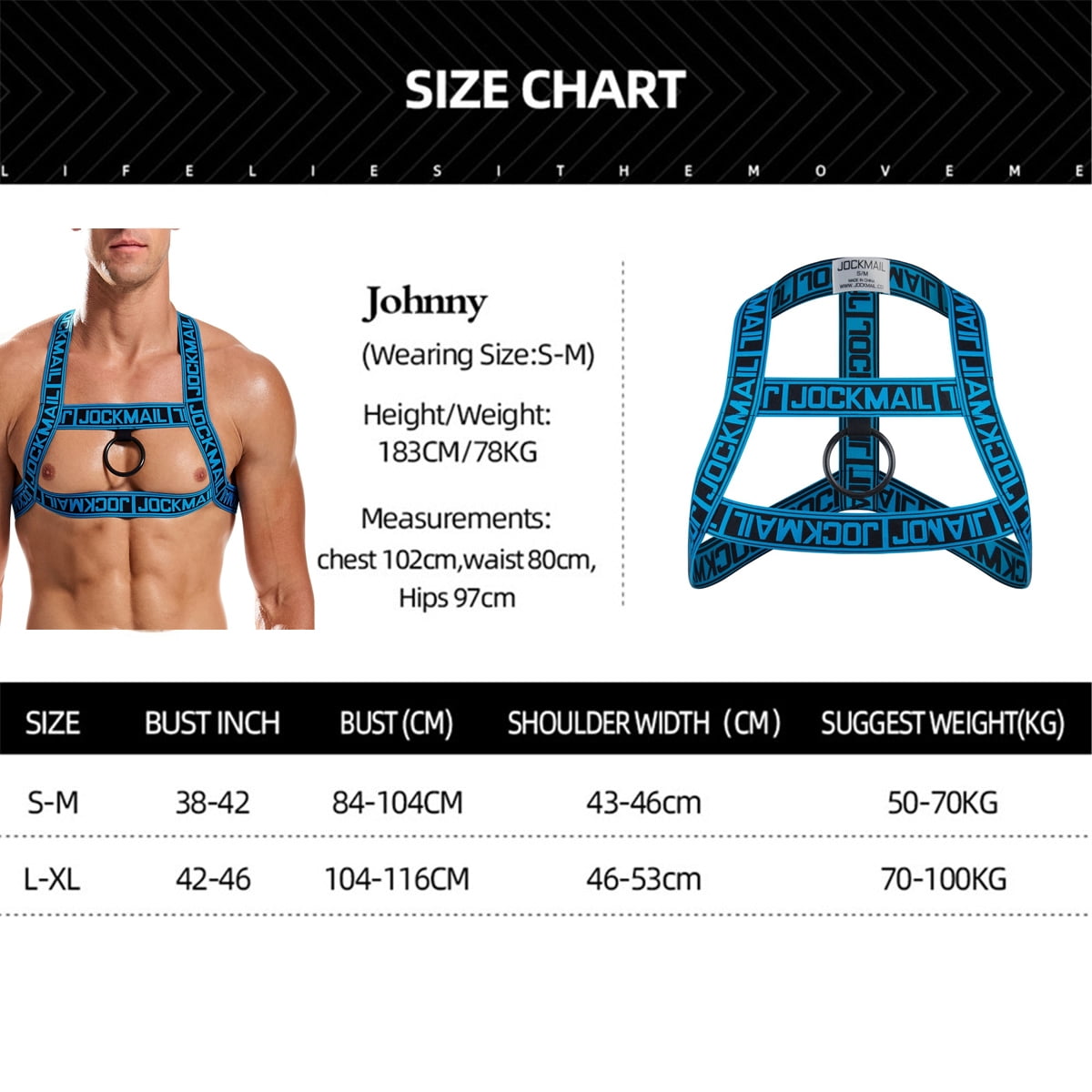 JOCKMAIL Mens Muscle Harness Shoulder Strap with Mens Jock Strap