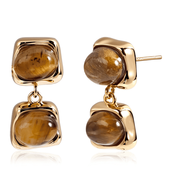 Vintage Gold Dangle Earrings for Women, Tiger Eye Drop Earrings Jewelry for Women